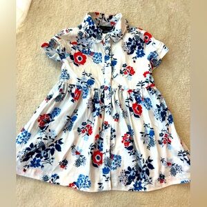 BNWOT Tommy Hilfiger Floral Kids Dress White Blue and Red with Sleeve Bows
